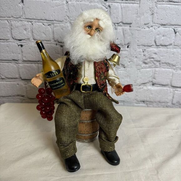 Karen Didion Original Collectible Santa Wine Santa Wine Barrel Grapes EXCELLENT - Picture 6 of 8